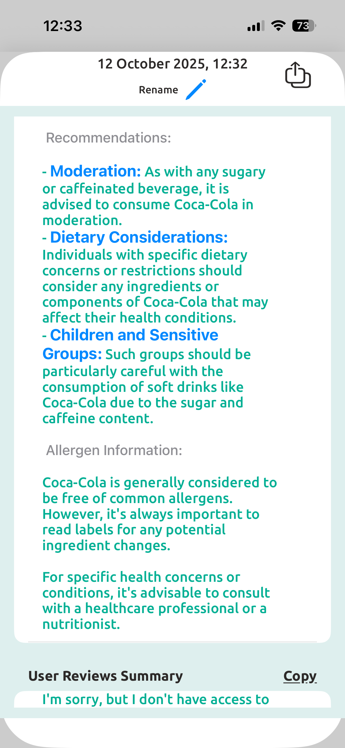 Safety recommendations